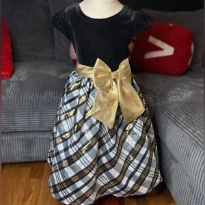 Biscotti Black Velvet Plaid Toddler 5t Dress